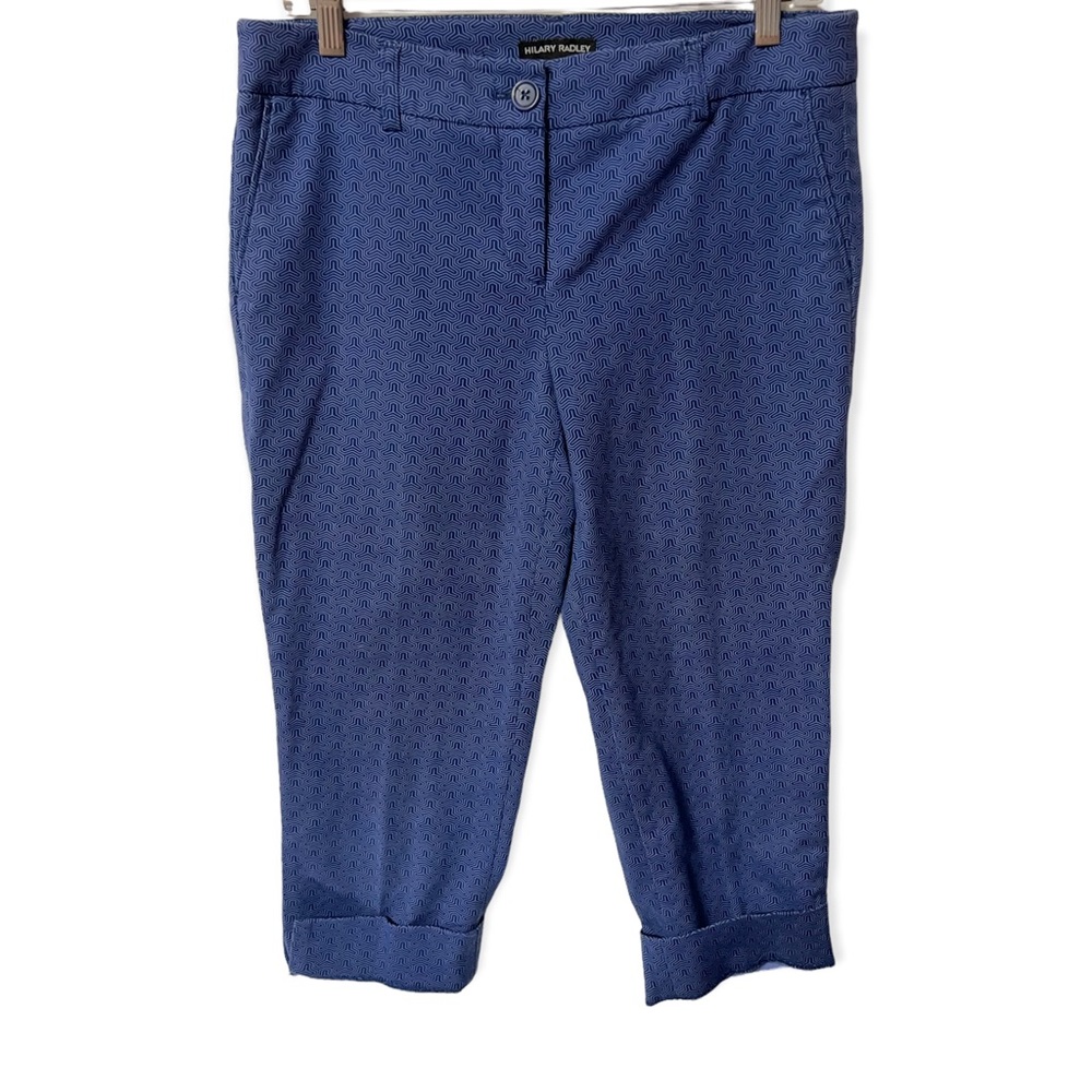 Hilary Radley boomerang print mid waist stretch cuffed crop pants #H2